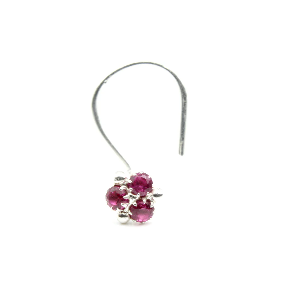Tiny Floral Silver Nose Stud - Image 2