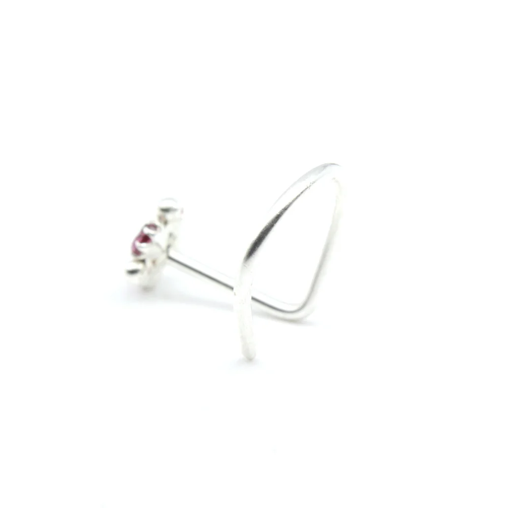 Tiny Floral Silver Nose Stud - Image 3