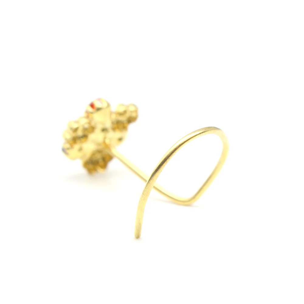 Small gold plated beads CZ nose pin - Image 3