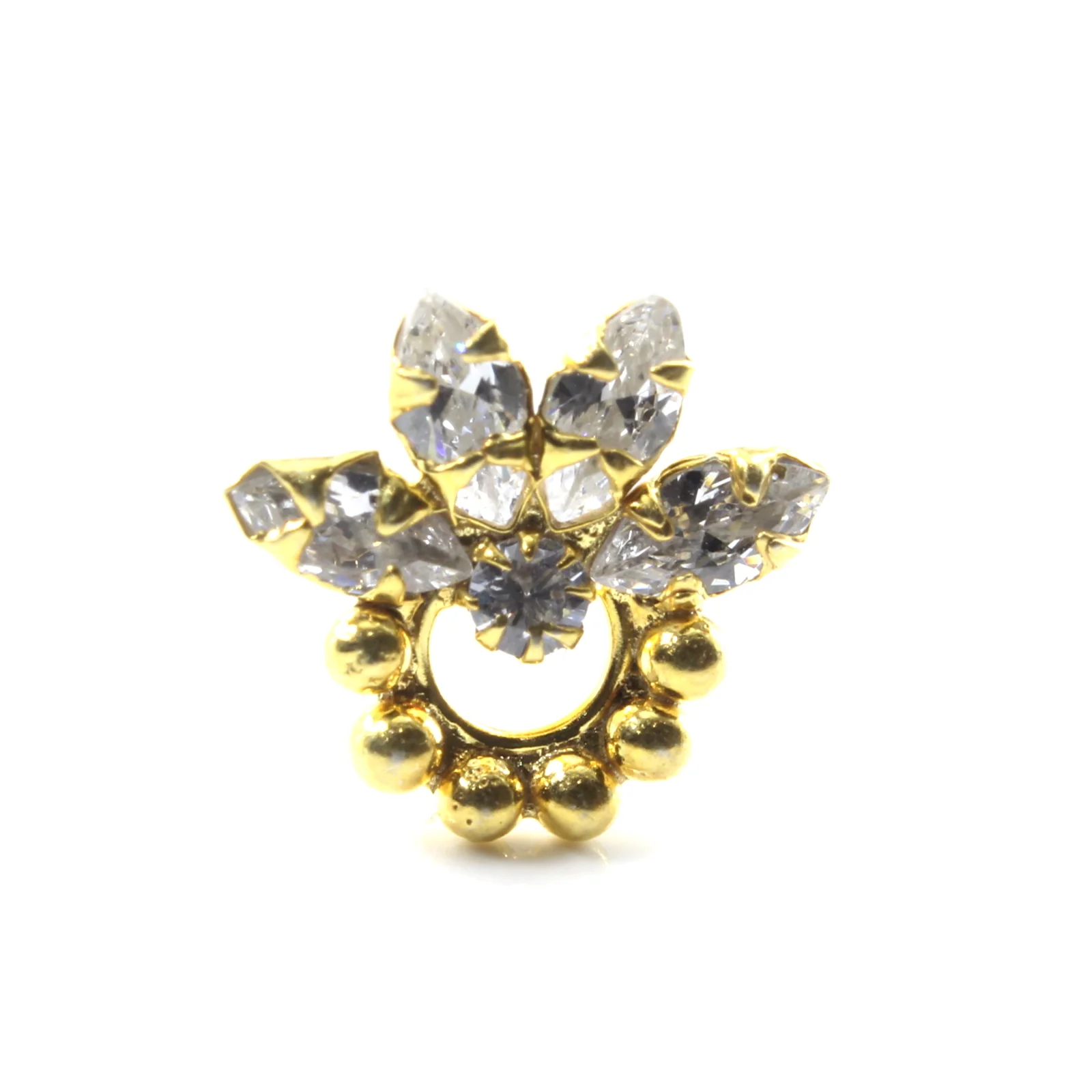 Small Silver Nose Stud with Gold Plating - Image 3