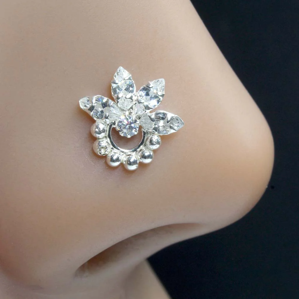 Small Silver Nose Stud with Gold Plating - Image 6