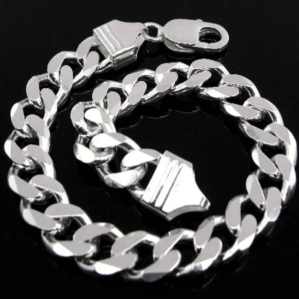 SOLID CURB LINK MEN'S BRACELET .925 STERLING SILVER