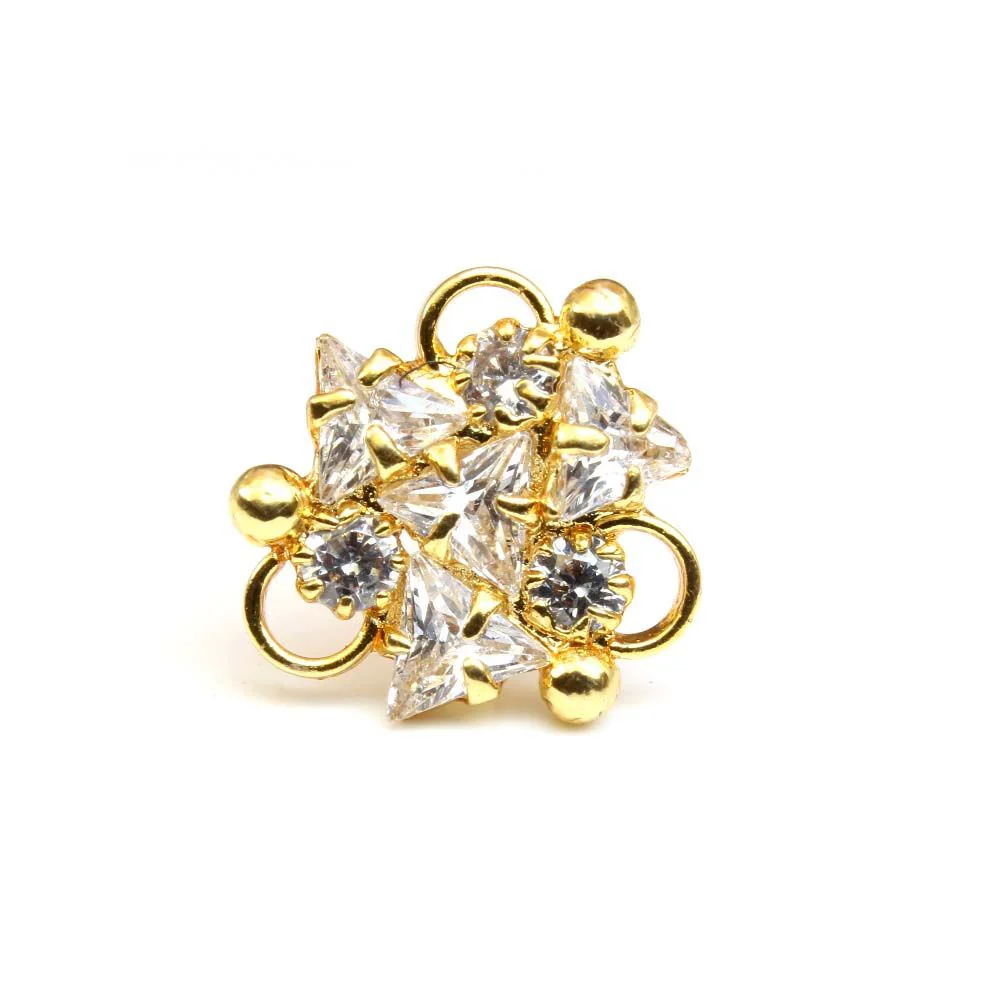 Sparkling white CZ nose pin - Image 2