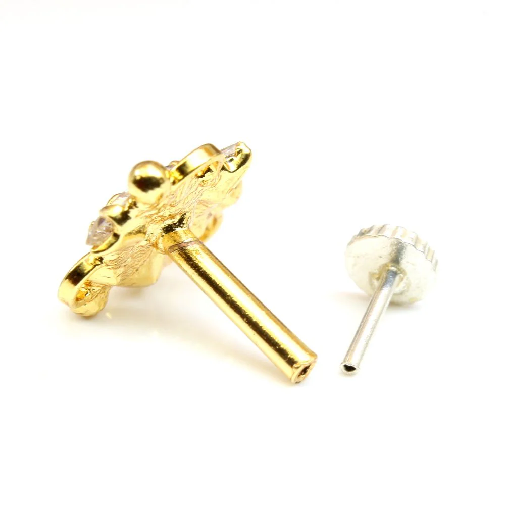 Sparkling white CZ nose pin - Image 3