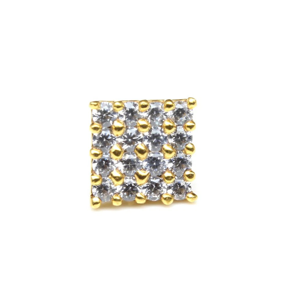 Square shape CZ Nose Pin