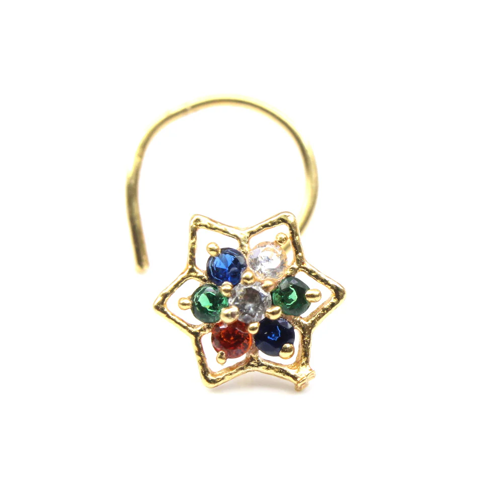 Star-style floral design nose pin - Image 2