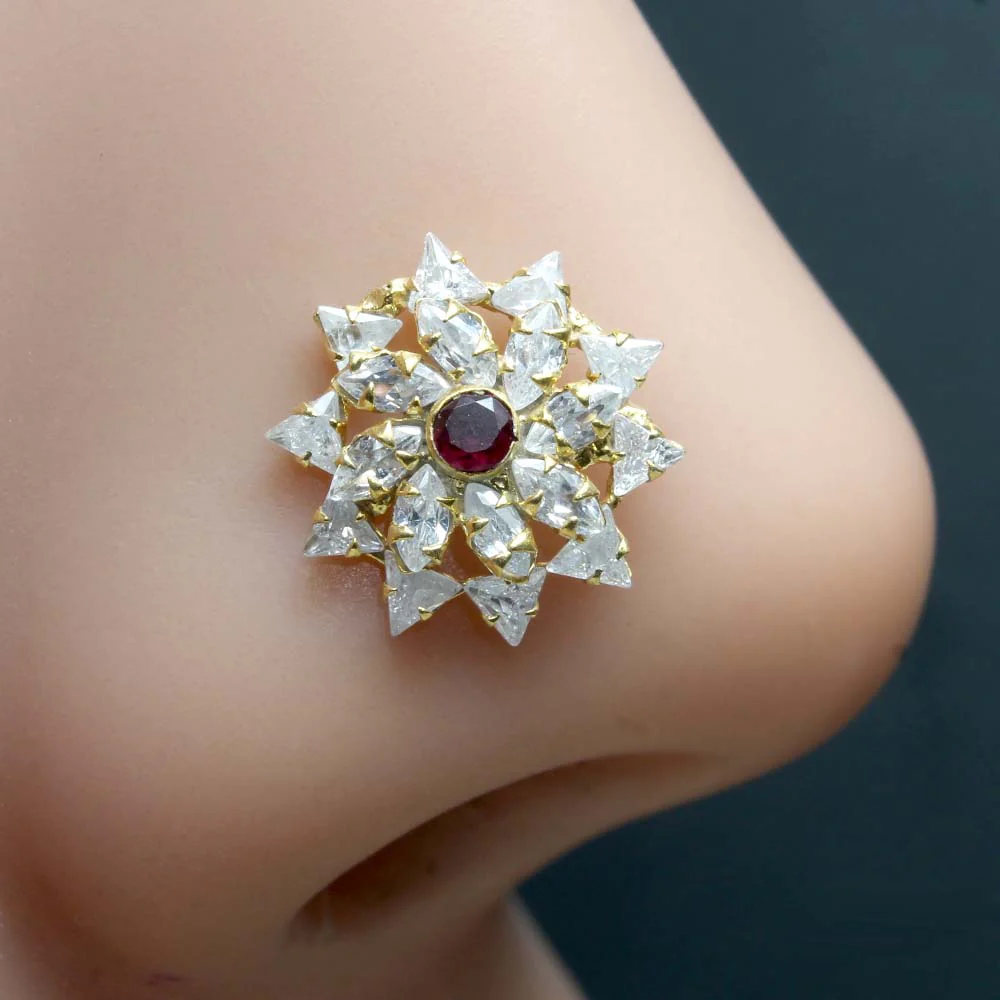 Star style flower design nose pin