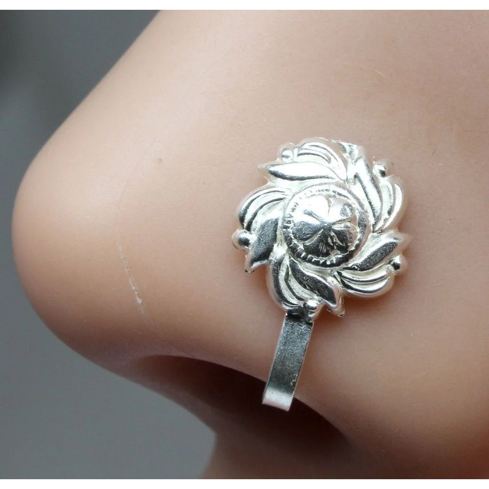 Starburst press-clip Silver Nose Pin