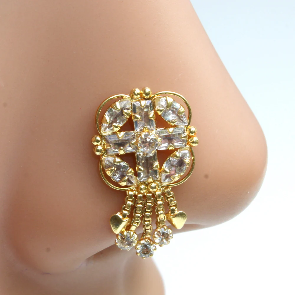 Statement elegant cross design nose pin