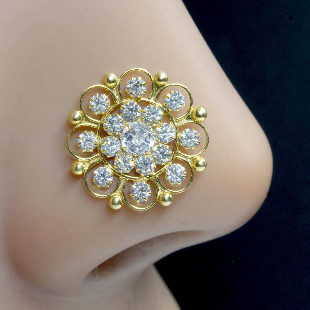 Hypoallergenic Gold Plated Silver Nose Stud for Women - Image 2
