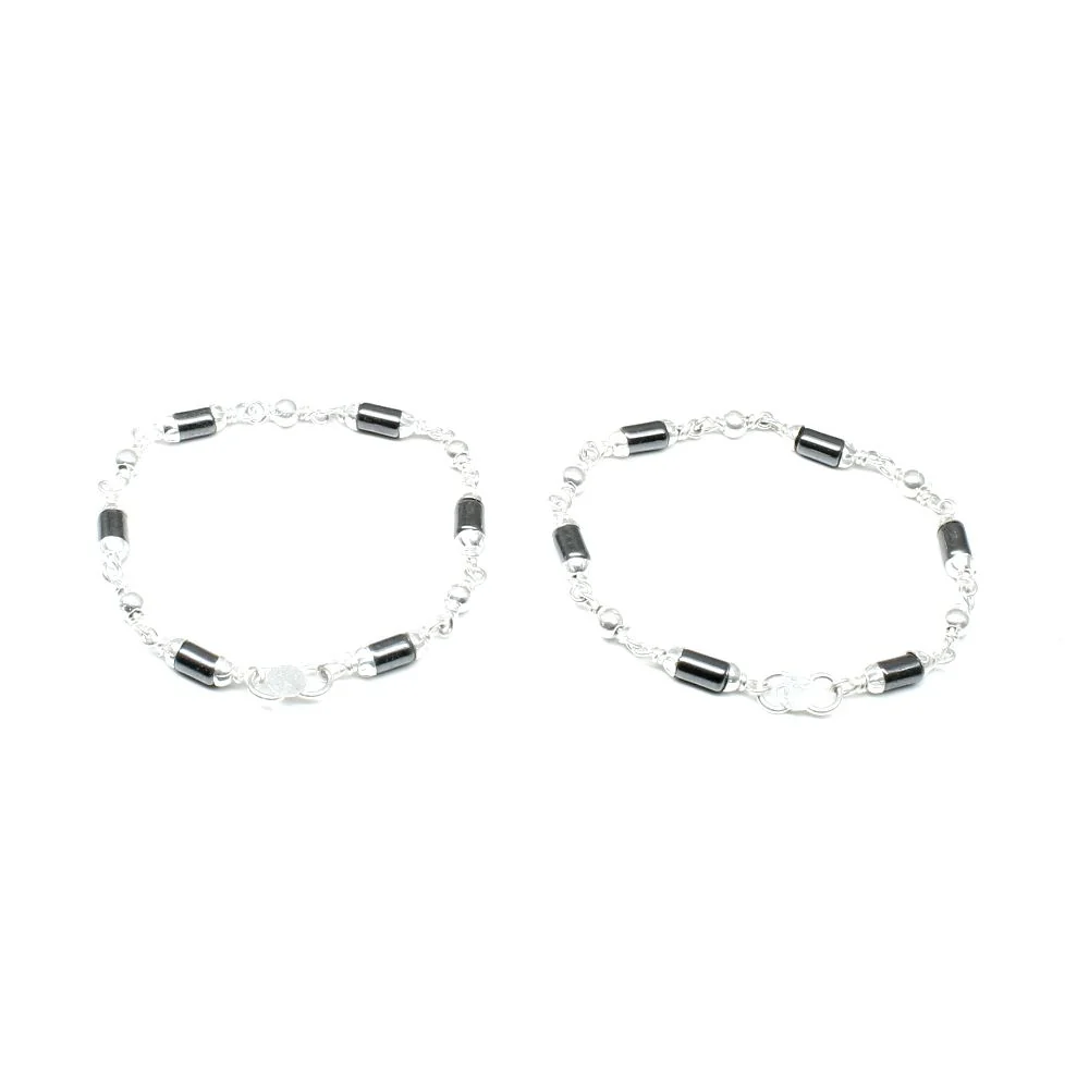 Sterling Silver Indian nazaria black beads bracelet for babies infant toddler - Image 2