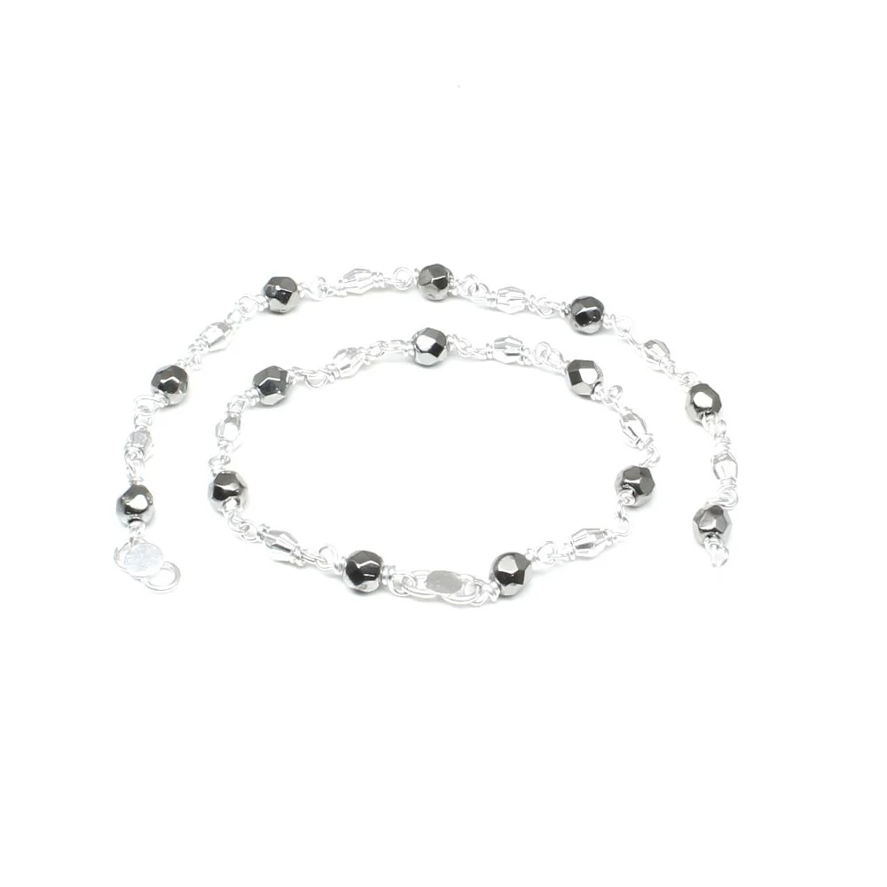 Sterling Silver Indian nazaria black beads bracelet for babies infant toddler - Image 3
