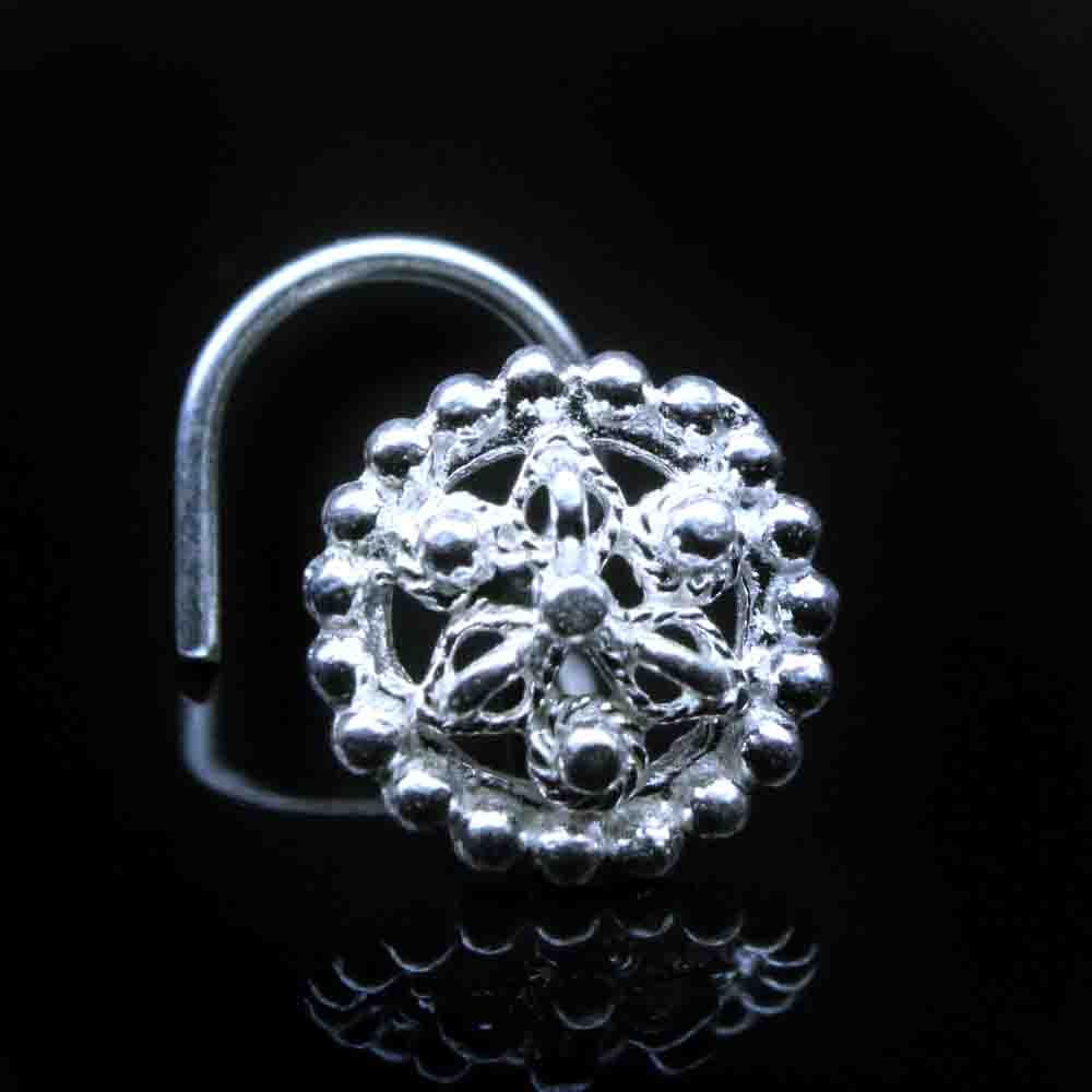 Sterling Silver floral dot motif Nose Piercing