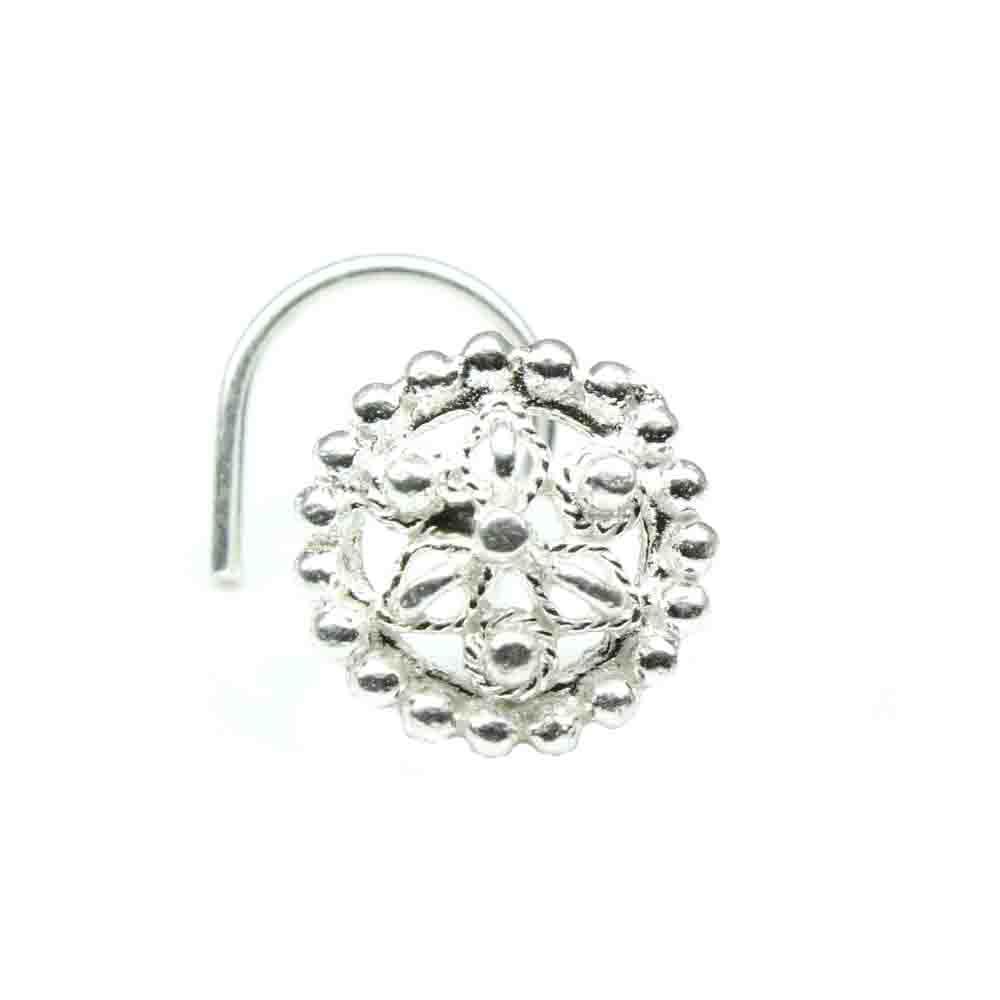 Sterling Silver floral dot motif Nose Piercing - Image 3
