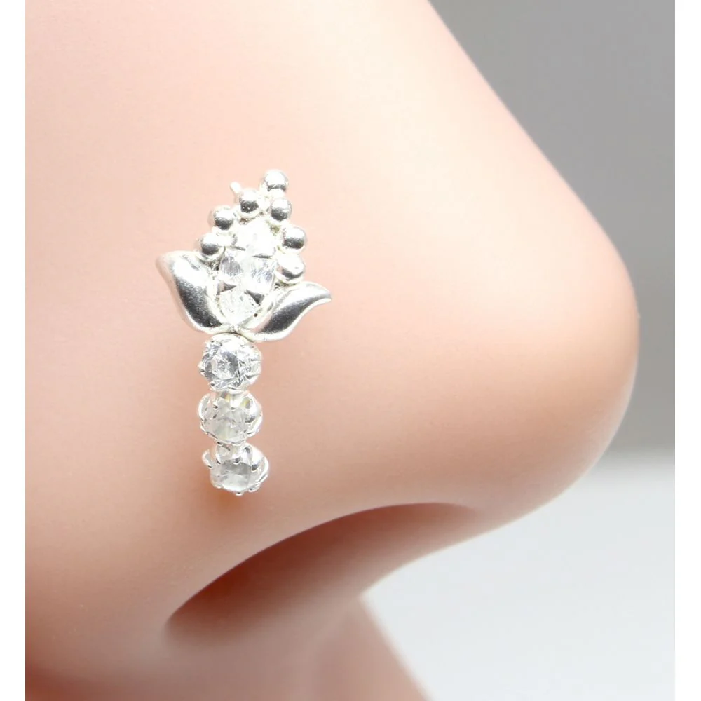 Sterling Silver stud-style nose piercing