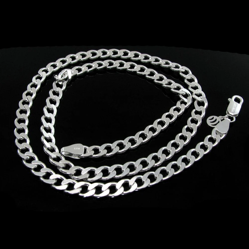 Stylish Solid .925 Sterling Silver Curb Link Design Men's Chain 20"