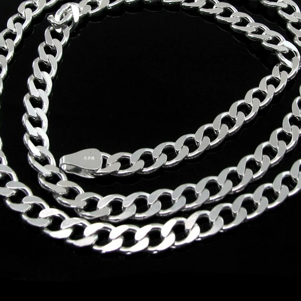 Stylish Solid .925 Sterling Silver Curb Link Design Men's Chain 20" - Image 2