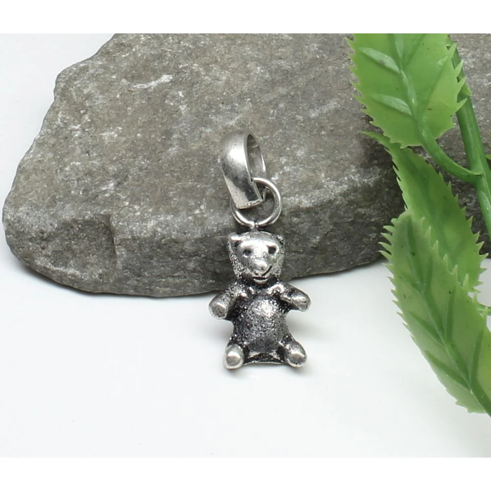 Teddy bear 925 Sterling Silver Small tiny Pendant - Image 2