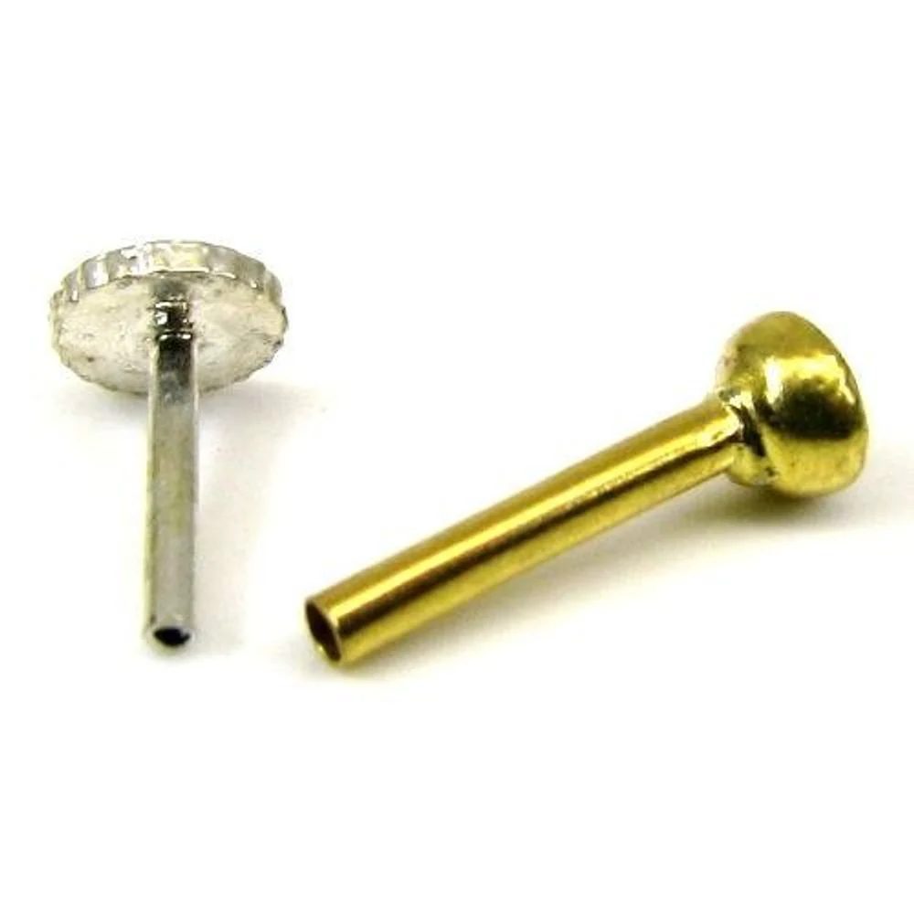 Tinny Dot Small Single CZ Studded Body Piercing Nose Stud Pin Solid Real 14k Yellow Gold - Image 3