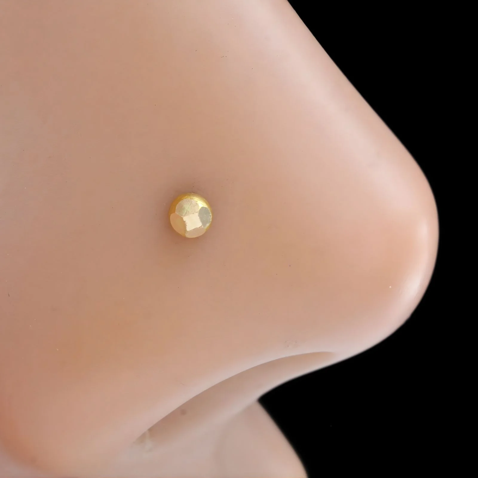 Tiny 18k Real Gold Indian Women Nose Stud Push Pin