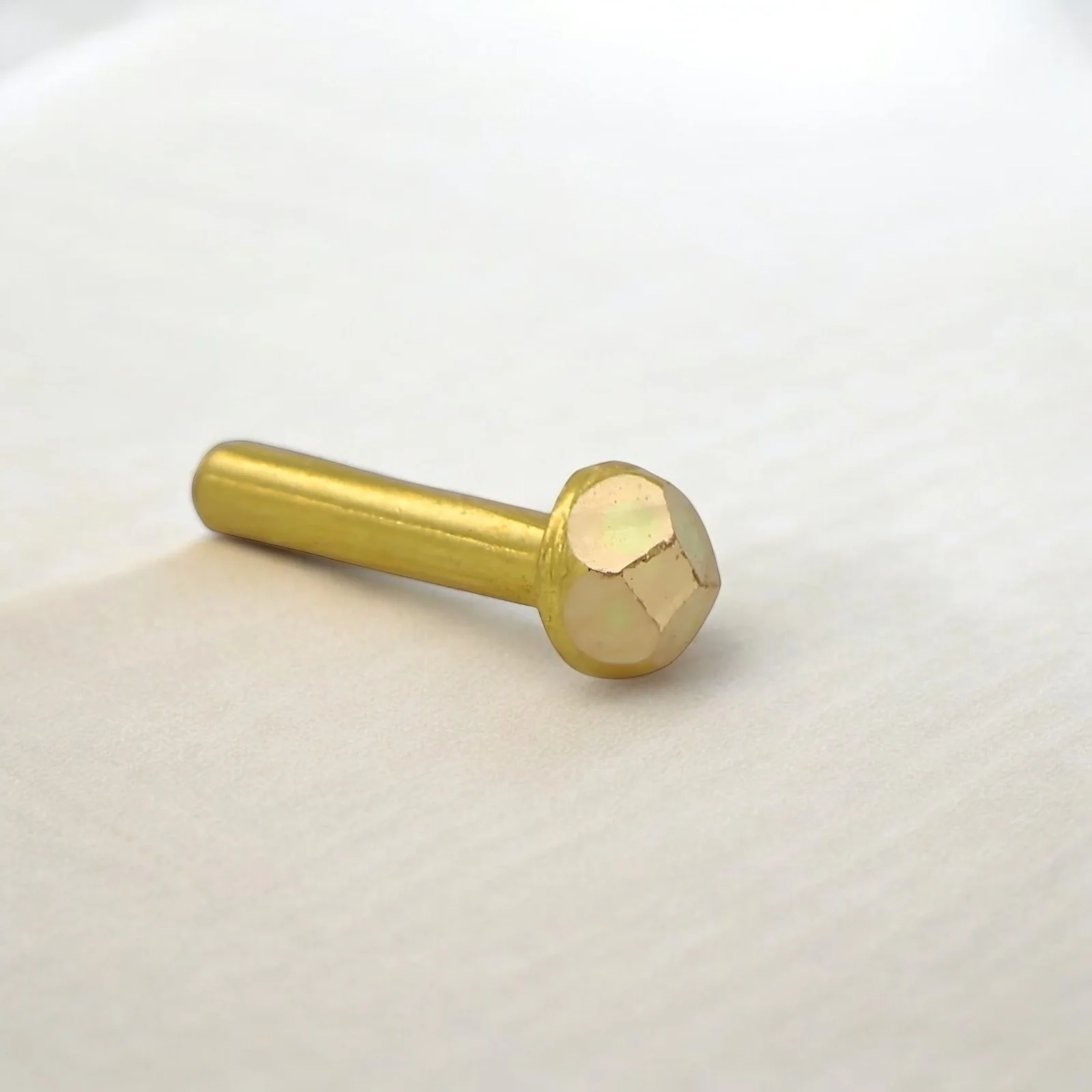 Tiny 18k Real Gold Indian Women Nose Stud Push Pin - Image 2