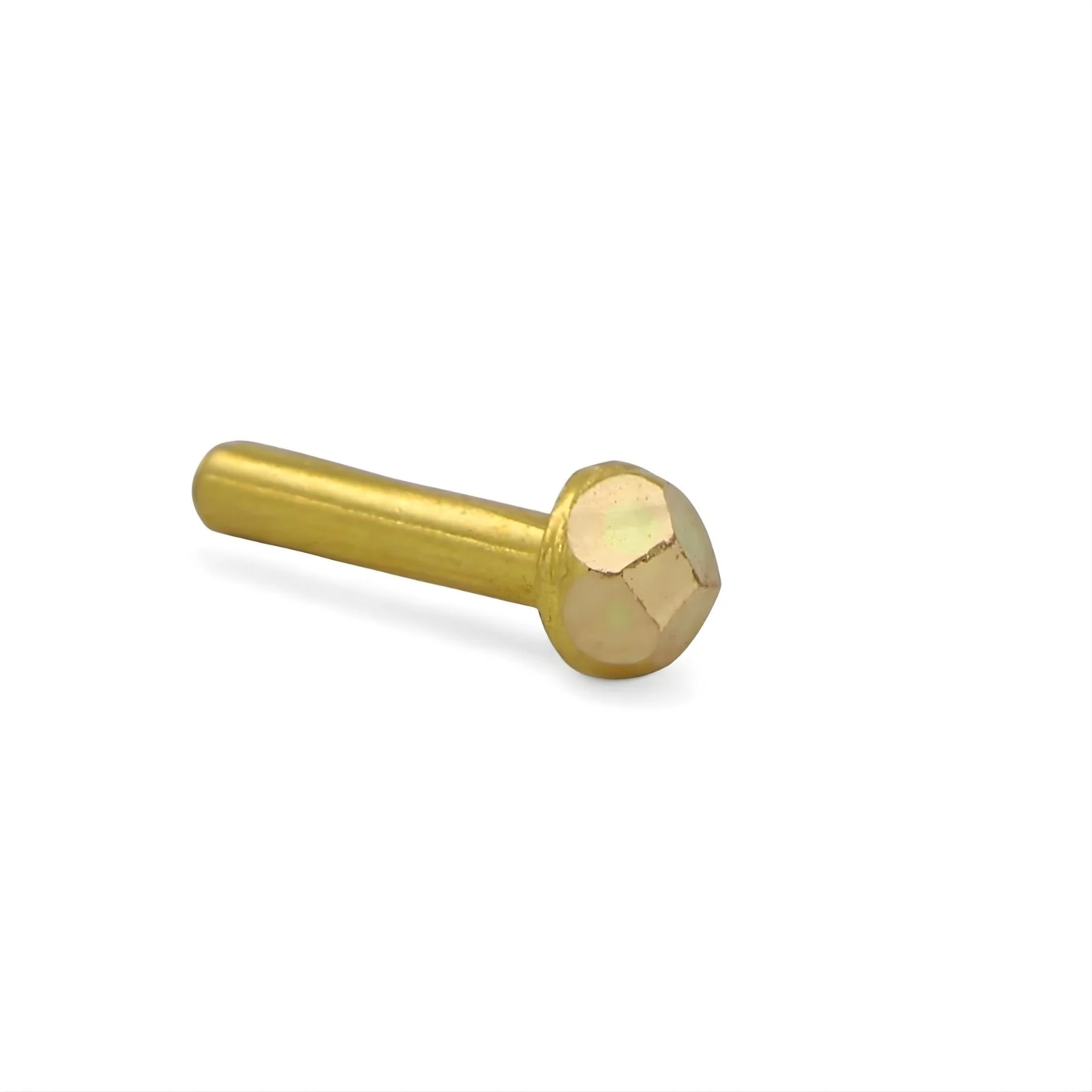 Tiny 18k Real Gold Indian Women Nose Stud Push Pin - Image 3
