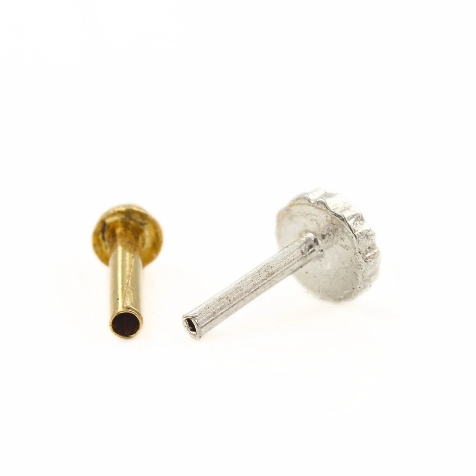 Tiny 18k Real Gold Indian Women Nose Stud Push Pin - Image 4