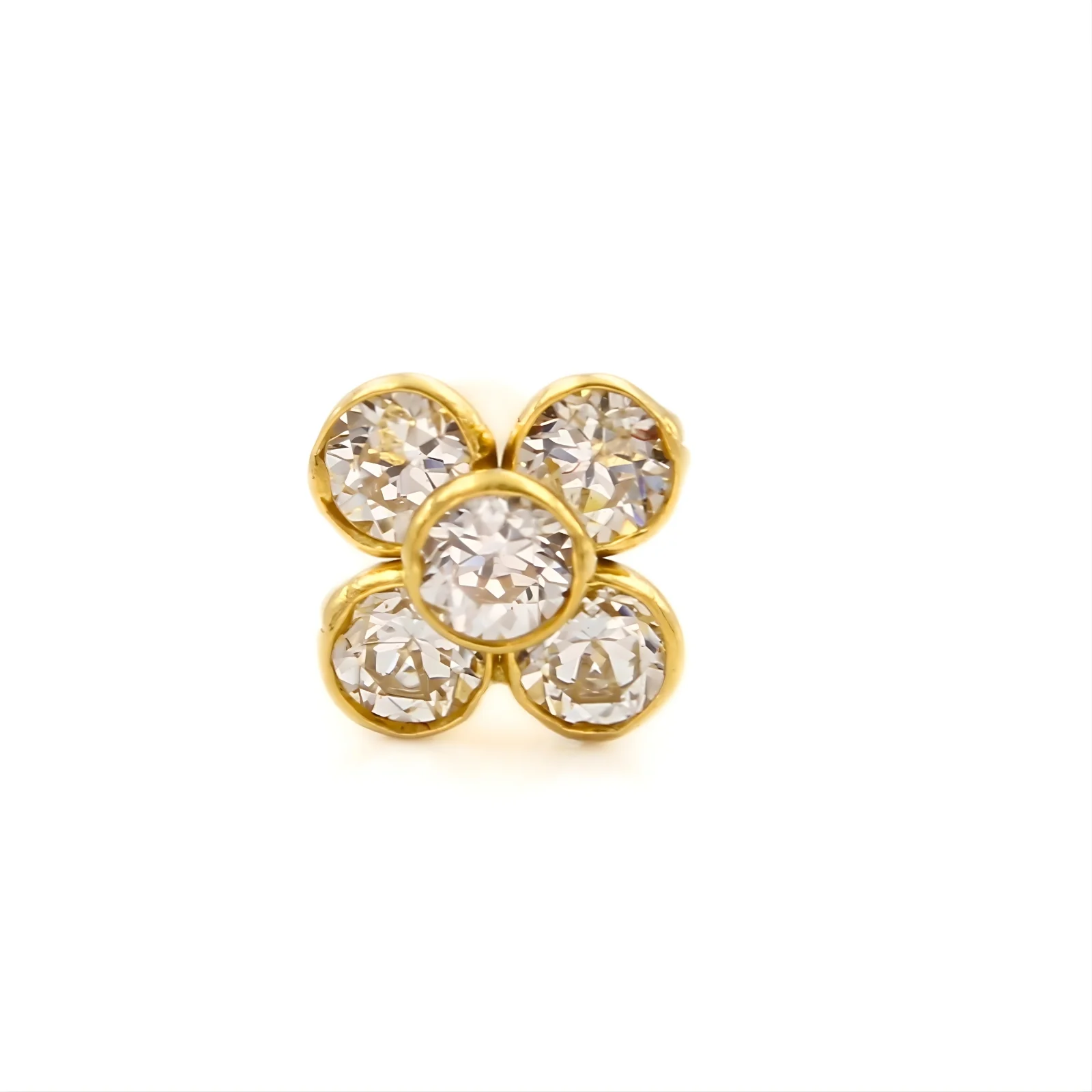 Tiny 18K Real Gold White CZ Nose stud nose ring Push Pin - Image 3