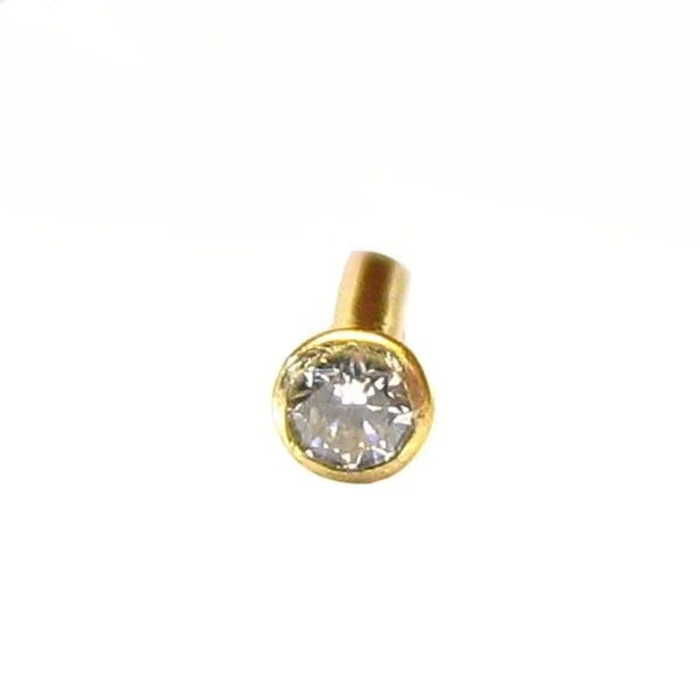 Tiny Dot small CZ Piercing Nose stud Pin Solid Real 14k Yellow Gold