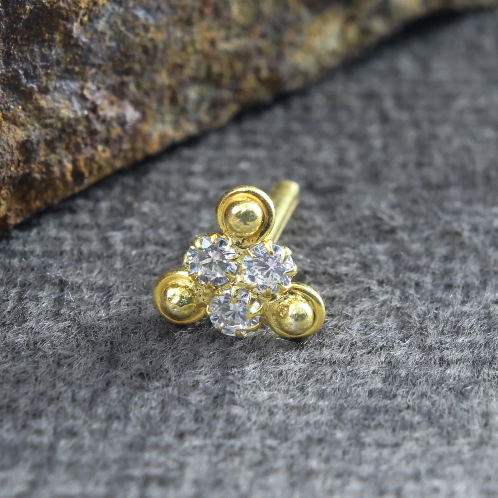 Small Real Silver CZ Nose Stud
