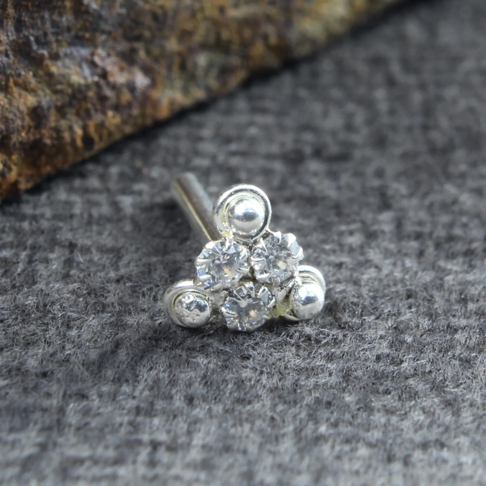 Small Real Silver CZ Nose Stud - Image 5