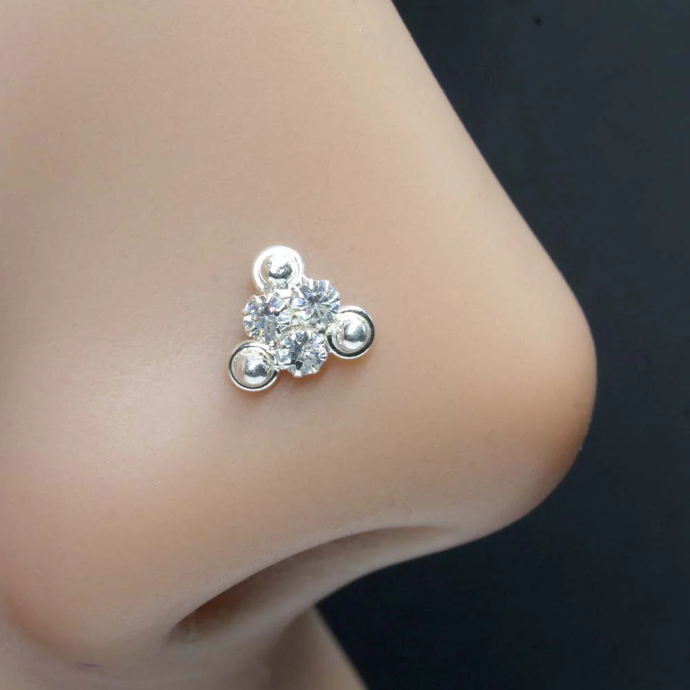 Small Real Silver CZ Nose Stud - Image 6