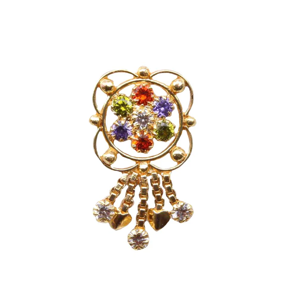 Traditional dangle multiple CZ nose stud - Image 2