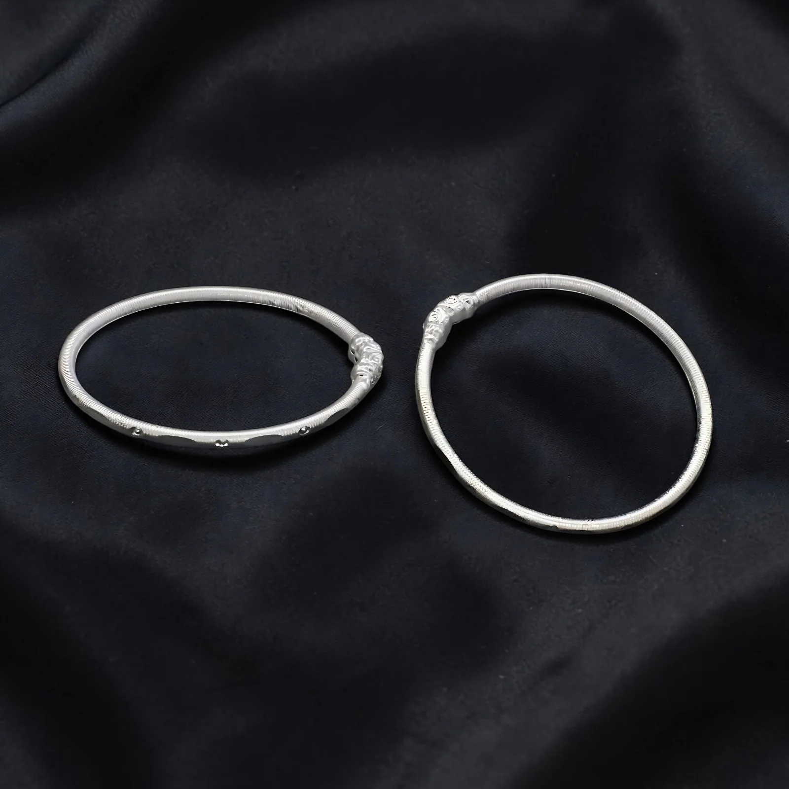 Traditional Elephant Face Sterling Silver Kids Kada Pair - Image 3
