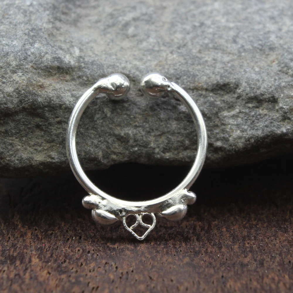 Sterling Silver Heart Fake Septum Ring