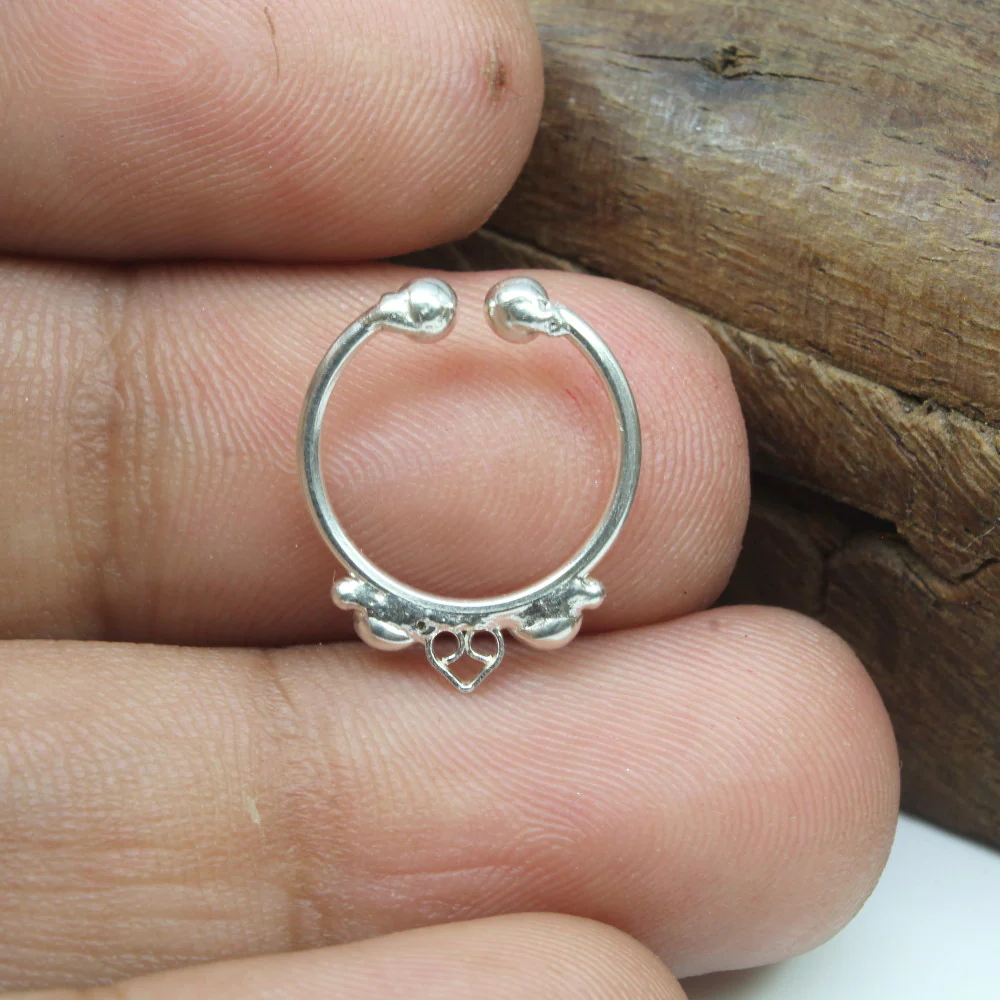 Sterling Silver Heart Fake Septum Ring - Image 2