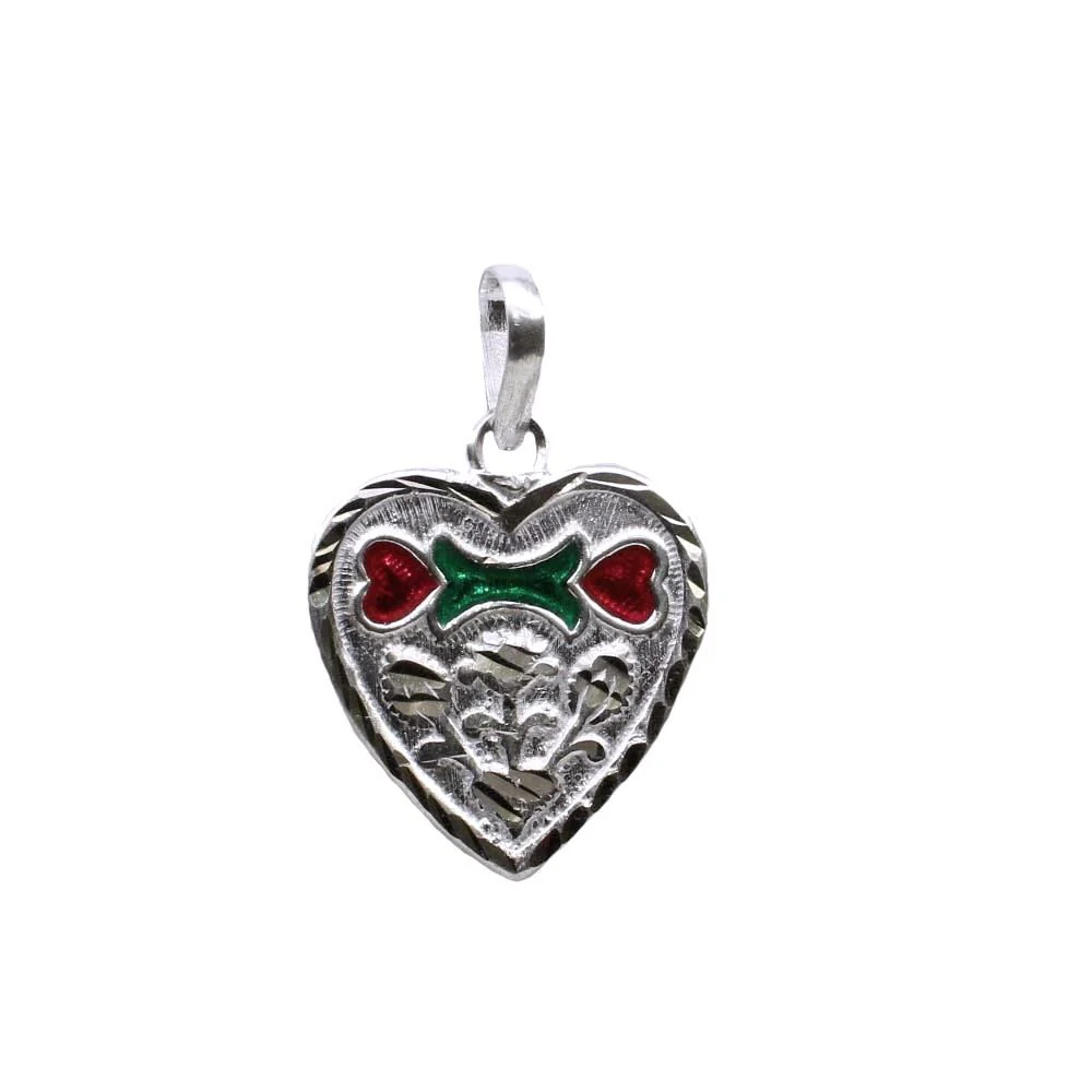 Traditional Indian heart shape designer enamel sterling silver pendant for women