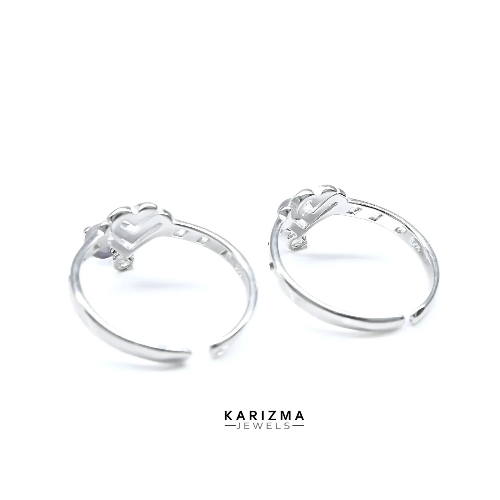 Trendy 925 Real Sterling Silver women Heart Toe Ring - Pair - Image 5