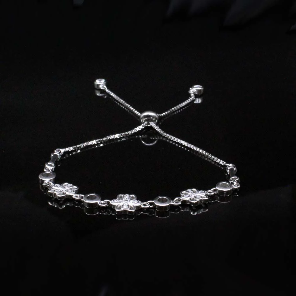 Trendy CZ 925 Sterling Silver Beautiful Bracelet for Girls in platinum finish - Image 2