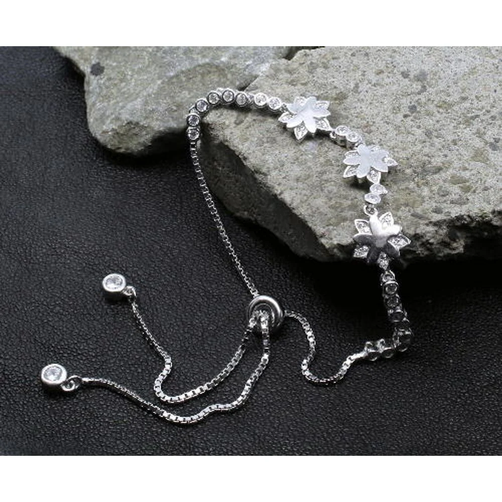 Trendy CZ 925 Sterling Silver Bracelet for Girls in platinum finish - Image 2