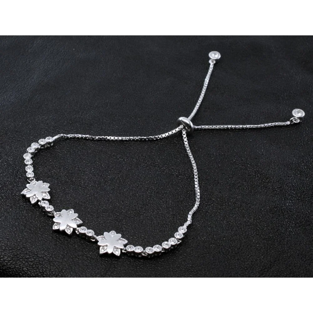 Trendy CZ 925 Sterling Silver Bracelet for Girls in platinum finish - Image 3