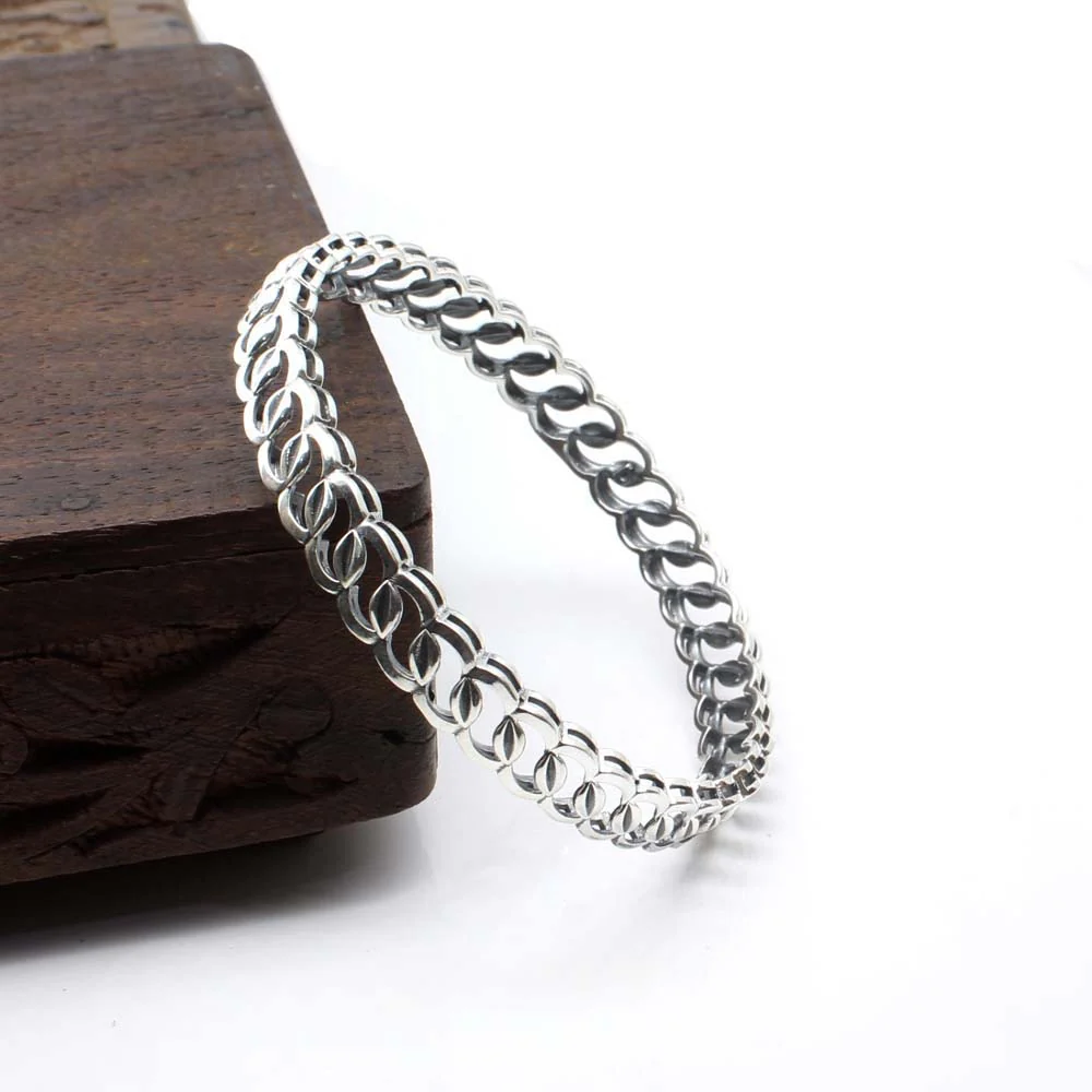 Trendy Real Sterling Silver Oxidized Women Bangles - 5.7 CM - Image 2