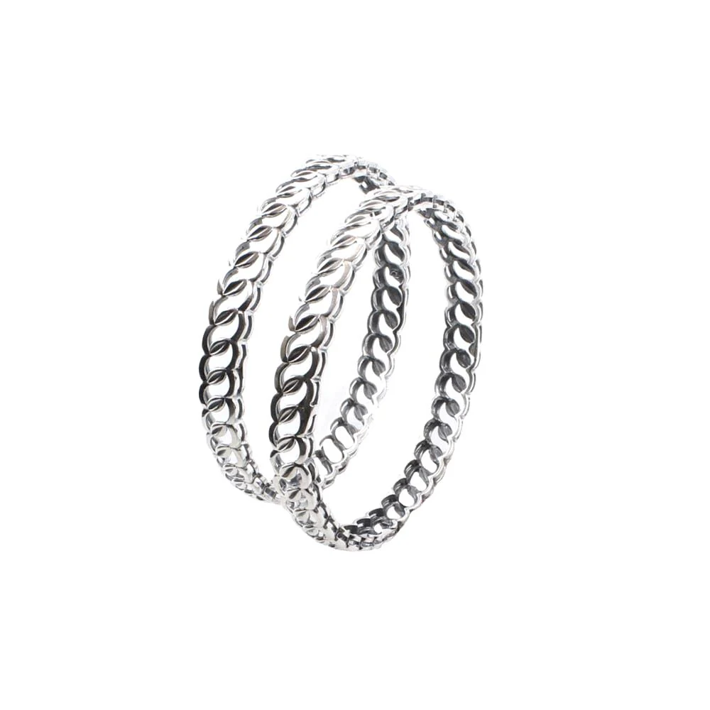 Trendy Real Sterling Silver Oxidized Women Bangles - 5.7 CM - Image 3