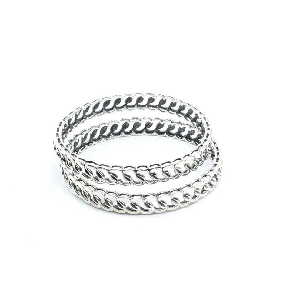 Trendy Real Sterling Silver Oxidized Women Bangles - 5.7 CM - Image 5