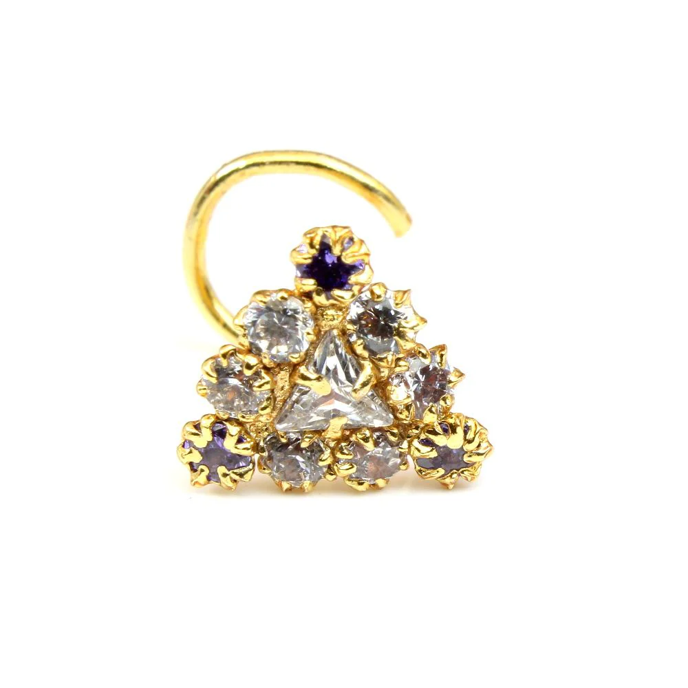 Triangle Cluster corkscrew Nose Pin
