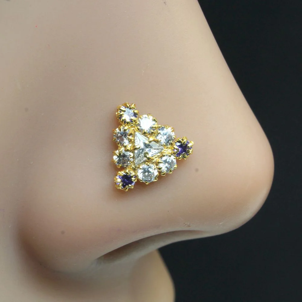 Triangle Cluster corkscrew Nose Pin - Image 2