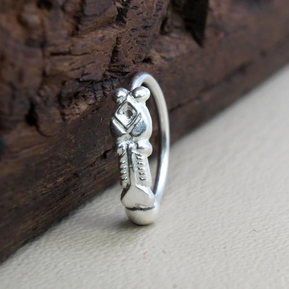 Sterling Silver Indian Hoop Nose Piercing Ring