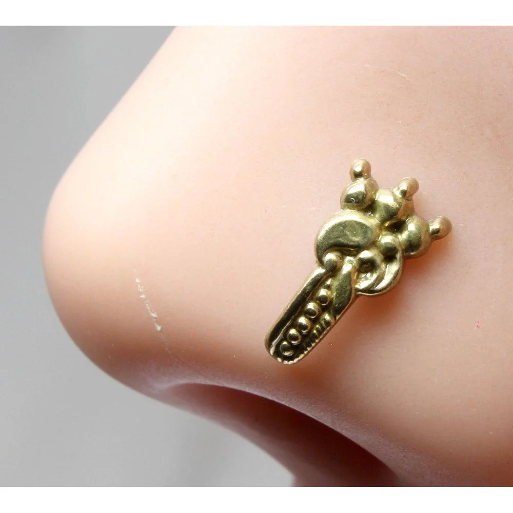 Twisted antique brass nose stud