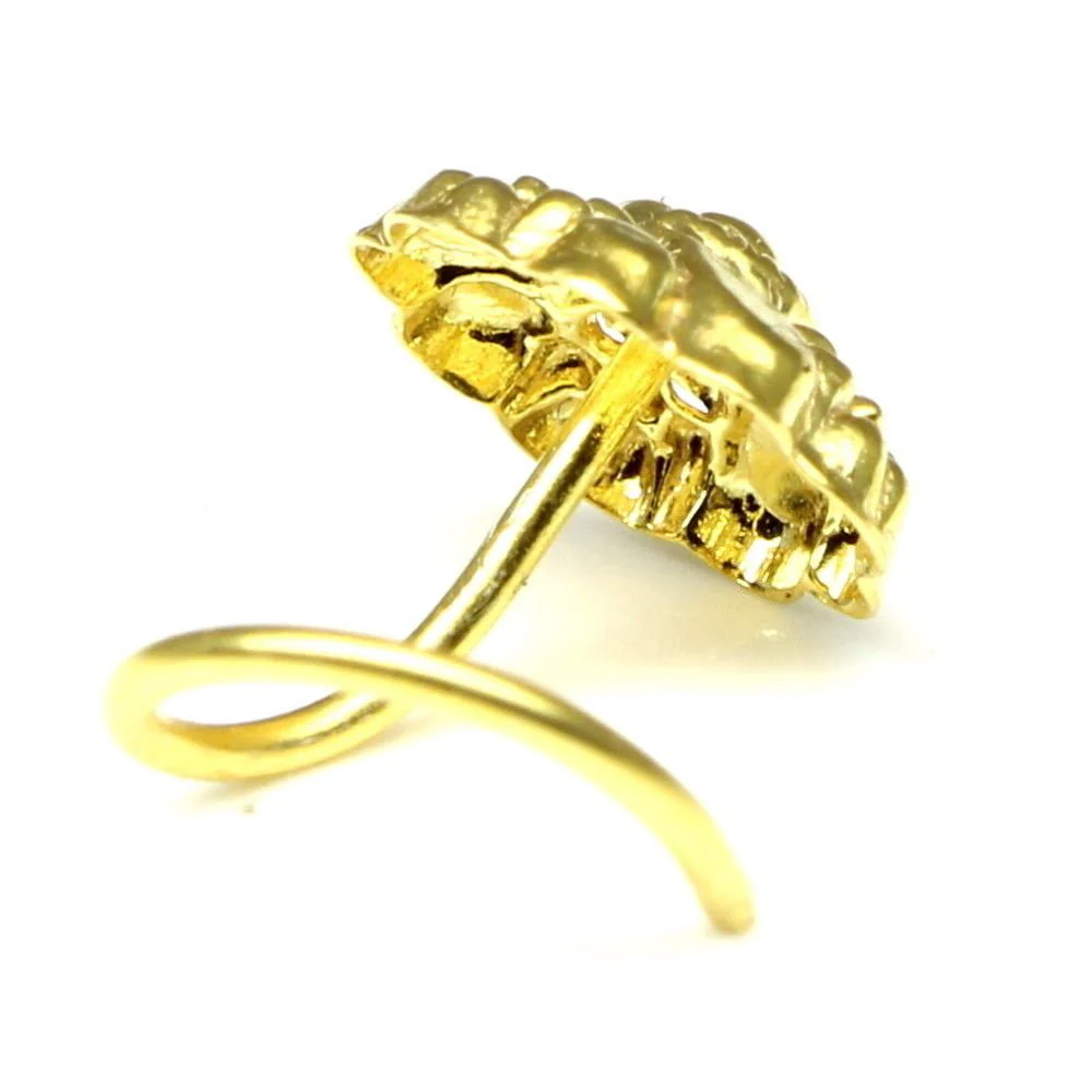 Twisted floral cluster brass nose pin - Image 3