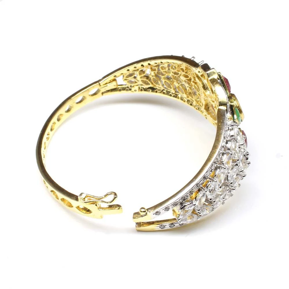 Two Tone Fashion CZ Dangle Platinum Earrings - Image 3